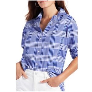 GRAYSON by Frank & Eileen Women’s Size‎ Medium Blue & White Plaid The Hero Shirt
